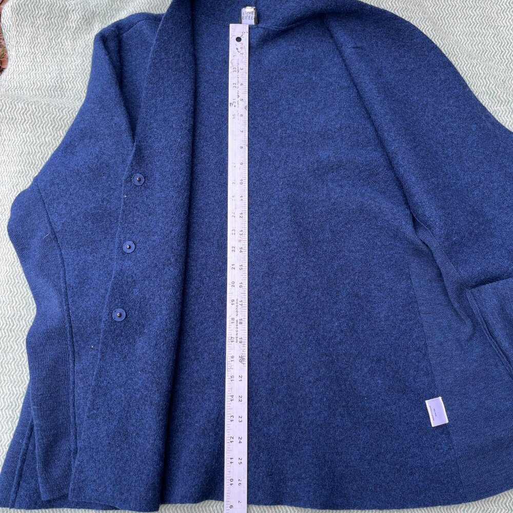 Boiled wool deep navy/deep purple button down v-neck jacket, elastic sides L! - Picture 9 of 16